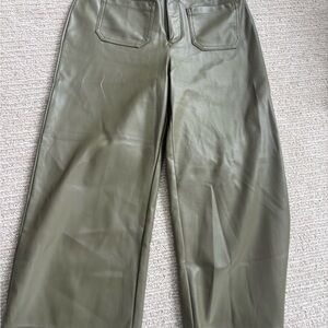 LOFT Olive Faux Leather Chinos for women patch pocket